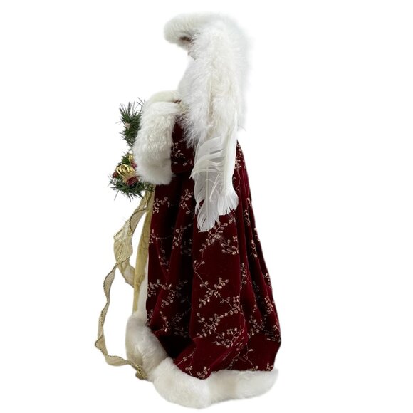 Grandeur Noel Celestial Fabric Angel 16" Tree Topper Porcelain Hand Painted Face - Picture 5 of 10